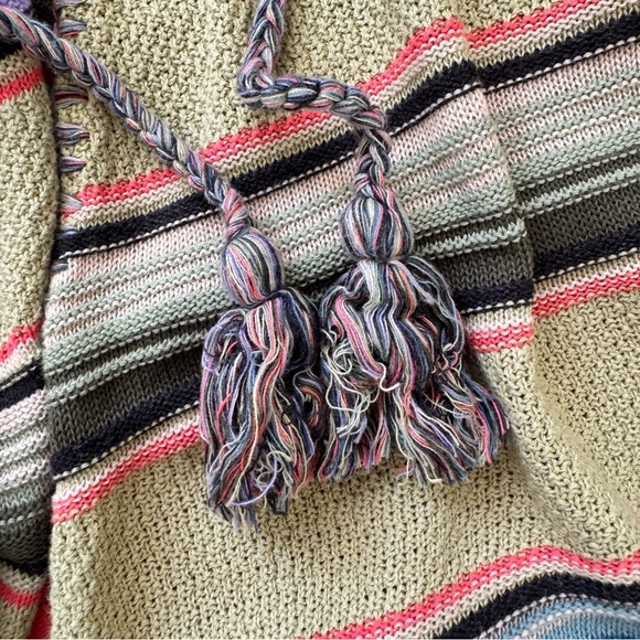 Anthropologie Moth Calexico Poncho Sweater Hooded Vest Cardigan Striped Sz XS S - Picture 8 of 16